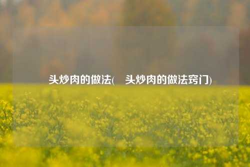 藠头炒肉的做法(藠头炒肉的做法窍门)